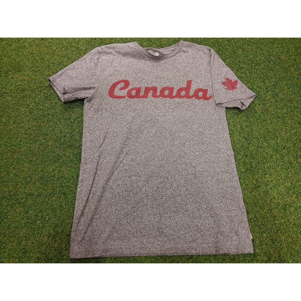 Canadiana T Shirt Womens Small Heather‎ Gray Canada Felt Letter Logo Streetwear
